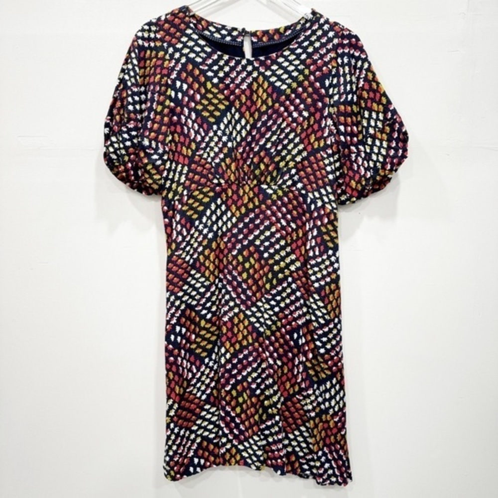 Maeve Anthropologie Flower Floral Print Dress Bubble Sleeve Size 6